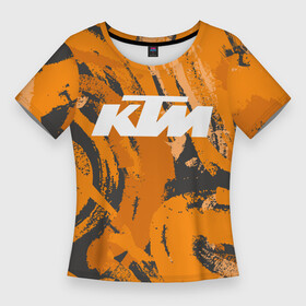 Женская футболка 3D Slim с принтом KTM  КТМ (Z) в Петрозаводске,  |  | Тематика изображения на принте: enduro | grange | ktm | moto | moto sport | motocycle | sportmotorcycle | гранж | ктм | мото | мото спорт | мотоспорт | спорт мото