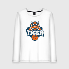 Женский лонгслив хлопок с принтом Tiger Basketball в Петрозаводске, 100% хлопок |  | 2022 | animal | basketball | cat | lion | nba | tiger | баскетбол | год тигра | животные | зверь | зубы | кот | кошка | лев | нба | охотник | полосатый | природа | спорт | тигр | тигренок | тигрица | хищник