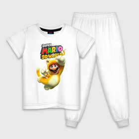 Детская пижама хлопок с принтом Super Mario 3D world animals в Петрозаводске, 100% хлопок |  брюки и футболка прямого кроя, без карманов, на брюках мягкая резинка на поясе и по низу штанин
 | eyes | face | guy | hype | moustache | nintendo | paws | smile | super mario | tail | video game | world | видеоигра | глаза | лапы | лицо | мир | супер марио | усы | хайп | хвост | чувак