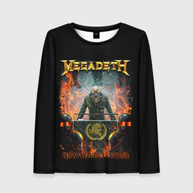 Женский лонгслив 3D с принтом Megadeth в Петрозаводске, 100% полиэстер | длинные рукава, круглый вырез горловины, полуприлегающий силуэт | megadeth | metal | trash metal | группы | метал | музыка | рок | треш метал