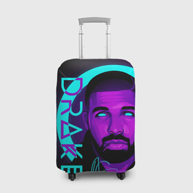 Чехол для чемодана 3D с принтом Drake в Петрозаводске, 86% полиэфир, 14% спандекс | двустороннее нанесение принта, прорези для ручек и колес | certified lover boy | drake | rap | дрейк | музыка | неон | обри дрейк грэм | рэп | рэпер