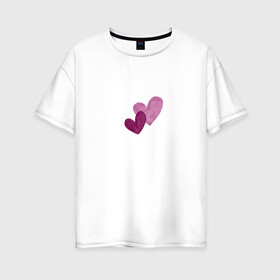 Женская футболка хлопок Oversize с принтом Сердечки  в Петрозаводске, 100% хлопок | свободный крой, круглый ворот, спущенный рукав, длина до линии бедер
 | heart | love | влюбленным | любовь | сердечки