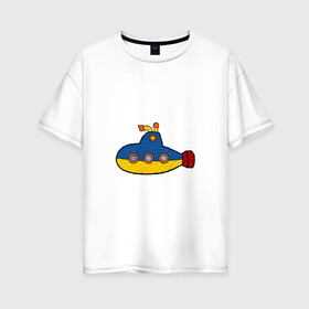 Женская футболка хлопок Oversize с принтом Подводная лодка в Петрозаводске, 100% хлопок | свободный крой, круглый ворот, спущенный рукав, длина до линии бедер
 | Тематика изображения на принте: submarine | наутилус | подводная лодка