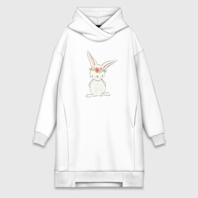 Платье-худи хлопок с принтом милый кролик в Петрозаводске,  |  | заяц | кролик. венок | лапы | мода | мультик | персонаж | уши | хвост