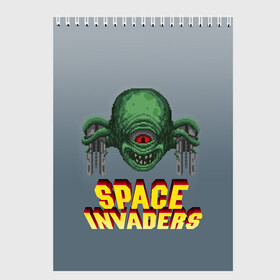 Скетчбук с принтом Space Invaders | Old game (Z) в Петрозаводске, 100% бумага
 | 48 листов, плотность листов — 100 г/м2, плотность картонной обложки — 250 г/м2. Листы скреплены сверху удобной пружинной спиралью | dendy | invaders | nintendo | shootem up | space invaders | денди | захватчики | космические захватчики | су имбэ | чужаки