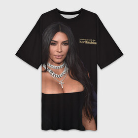 Платье-футболка 3D с принтом Ким Кардашьян в Петрозаводске,  |  | armenian | black dress | celebrity | kardashian family | kim kardashian | армянка | знаменитость | ким кардашьян | семейство кардашьян | черное платье