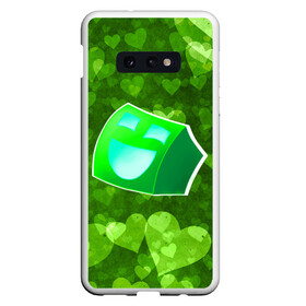 Чехол для Samsung S10E с принтом Geometry Dash | Green Love (Z) в Петрозаводске, Силикон | Область печати: задняя сторона чехла, без боковых панелей | Тематика изображения на принте: 2d | arcade | game | geometry dash | meltdown | robtop | аркада | геометри даш | геометрическая черточка | геометрический тире | раннер