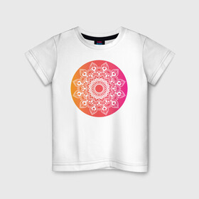 Детская футболка хлопок с принтом Мандала в круге в Петрозаводске, 100% хлопок | круглый вырез горловины, полуприлегающий силуэт, длина до линии бедер | изображение | индия | круг | религия | рисунок