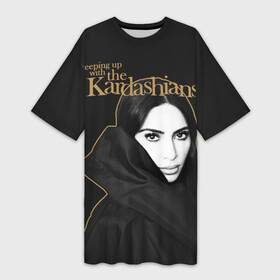 Платье-футболка 3D с принтом Ким Кардашьян в Петрозаводске,  |  | armenian | black dress | celebrity | kardashian family | kim kardashian | армянка | знаменитость | ким кардашьян | семейство кардашьян | черное платье