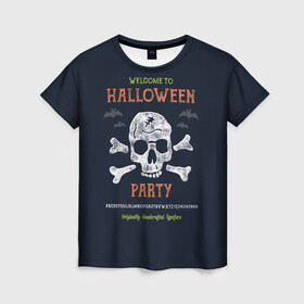 Женская футболка 3D с принтом Halloween Party в Петрозаводске, 100% полиэфир ( синтетическое хлопкоподобное полотно) | прямой крой, круглый вырез горловины, длина до линии бедер | halloween | holiday | pumpkin | samayn | vampire | zombie | вампир | ведьма | вечеринка | день всех святых | зомби | карнавал | маскарад | мертвец | оборотень | привидение | самайн | светильник джека | страшный джек | труп