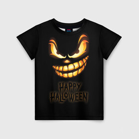 Детская футболка 3D с принтом Happy Halloween в Петрозаводске, 100% гипоаллергенный полиэфир | прямой крой, круглый вырез горловины, длина до линии бедер, чуть спущенное плечо, ткань немного тянется | halloween | holiday | pumpkin | samayn | vampire | zombie | вампир | ведьма | вечеринка | день всех святых | зомби | карнавал | маскарад | мертвец | оборотень | привидение | самайн | светильник джека | страшный джек | труп