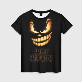 Женская футболка 3D с принтом Happy Halloween в Петрозаводске, 100% полиэфир ( синтетическое хлопкоподобное полотно) | прямой крой, круглый вырез горловины, длина до линии бедер | halloween | holiday | pumpkin | samayn | vampire | zombie | вампир | ведьма | вечеринка | день всех святых | зомби | карнавал | маскарад | мертвец | оборотень | привидение | самайн | светильник джека | страшный джек | труп