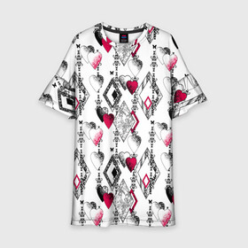 Детское платье 3D с принтом Абстрактный современный узор  в Петрозаводске, 100% полиэстер | прямой силуэт, чуть расширенный к низу. Круглая горловина, на рукавах — воланы | абстрактный | ажурный | бабочки | винтажный | красное сердце | лоскуты | любовь | пэчворк | ретро | сердце | современный | черный и белый