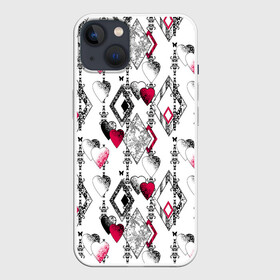 Чехол для iPhone 13 с принтом Абстрактный современный узор в Петрозаводске,  |  | абстрактный | ажурный | бабочки | винтажный | красное сердце | лоскуты | любовь | пэчворк | ретро | сердце | современный | черный и белый