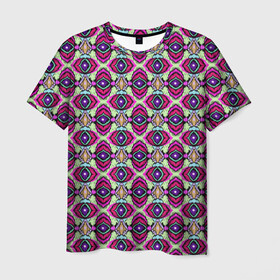 Мужская футболка 3D с принтом Абстрактный современный узор в Петрозаводске, 100% полиэфир | прямой крой, круглый вырез горловины, длина до линии бедер | арабский | красный | оливковый | орнамент | пляжный | популярный | разноцветный | этнический орнамент