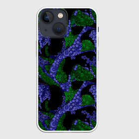 Чехол для iPhone 13 mini с принтом Абстрактный темный в горох в Петрозаводске,  |  | абстрактный | арт | в горох | детский | зеленый | модный | современный | фиолетовый