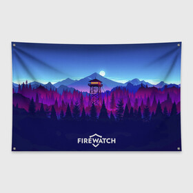 Флаг-баннер с принтом Purplewatch в Петрозаводске, 100% полиэстер | размер 67 х 109 см, плотность ткани — 95 г/м2; по краям флага есть четыре люверса для крепления | firewatch | gamers | games | вышка | иллюстрация | лес