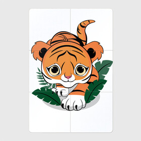 Магнитный плакат 2Х3 с принтом Тигр охотник в Петрозаводске, Полимерный материал с магнитным слоем | 6 деталей размером 9*9 см | Тематика изображения на принте: котенок | крадется | листья | милый | охотится | подкрадывается | ползет | тигр | тигренок