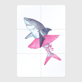 Магнитный плакат 2Х3 с принтом Акула балерина в Петрозаводске, Полимерный материал с магнитным слоем | 6 деталей размером 9*9 см | Тематика изображения на принте: акула | балерина | зубы | ленты | пачка | плавники | пуанты | розовый | рыба | танец | танцовщица | хвост | челюсти | чешки | юбка