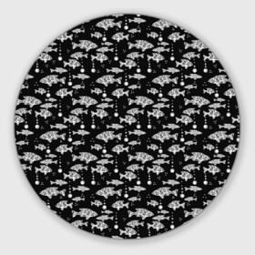 Коврик для мышки круглый с принтом Узор для рыбака  в Петрозаводске, резина и полиэстер | круглая форма, изображение наносится на всю лицевую часть | абстрактная рыба | аквариум | вода | гороскоп | детский | мужской | пузыри | рыба | рыбалка | рыбка | черно белый