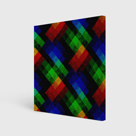 Холст квадратный с принтом Разноцветный мраморный узор  в Петрозаводске, 100% ПВХ |  | абстрактный | зеленый | красный | мраморный | пэчворк | радужный | разноцветный | синий | черный