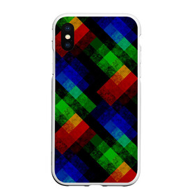 Чехол для iPhone XS Max матовый с принтом Разноцветный мраморный узор  в Петрозаводске, Силикон | Область печати: задняя сторона чехла, без боковых панелей | абстрактный | зеленый | красный | мраморный | пэчворк | радужный | разноцветный | синий | черный