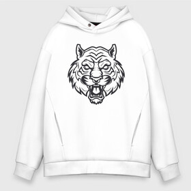 Мужское худи Oversize хлопок с принтом White Tiger в Петрозаводске, френч-терри — 70% хлопок, 30% полиэстер. Мягкий теплый начес внутри —100% хлопок | боковые карманы, эластичные манжеты и нижняя кромка, капюшон на магнитной кнопке | 2022 | animal | cat | lion | tiger | год тигра | животные | зверь | зубы | кот | кошка | лев | охотник | полосатый | природа | тигр | тигренок | тигрица | хищник