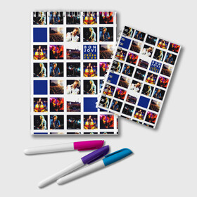 Блокнот с принтом The Crush Tour - Bon Jovi в Петрозаводске, 100% бумага | 48 листов, плотность листов — 60 г/м2, плотность картонной обложки — 250 г/м2. Листы скреплены удобной пружинной спиралью. Цвет линий — светло-серый
 | Тематика изображения на принте: bon jovi | john | альбом | арена | бон | бон джови | глэм | группа | джови | джон | метал | музыка | надпись | песни | поп | попрок | рок | рокер | смайл | солист | софт | стена | хард | хеви | хевиметал