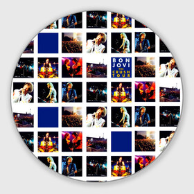 Коврик для мышки круглый с принтом The Crush Tour - Bon Jovi в Петрозаводске, резина и полиэстер | круглая форма, изображение наносится на всю лицевую часть | bon jovi | john | альбом | арена | бон | бон джови | глэм | группа | джови | джон | метал | музыка | надпись | песни | поп | попрок | рок | рокер | смайл | солист | софт | стена | хард | хеви | хевиметал