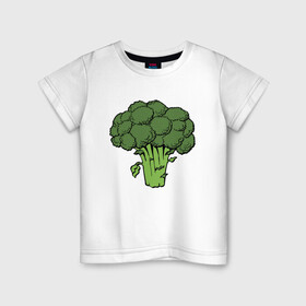 Детская футболка хлопок с принтом Брокколи в Петрозаводске, 100% хлопок | круглый вырез горловины, полуприлегающий силуэт, длина до линии бедер | брокколи | еда | зож | капуста | овощ | растения