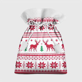 Подарочный 3D мешок с принтом Зимняя ночь в Петрозаводске, 100% полиэстер | Размер: 29*39 см | Тематика изображения на принте: арт | вязаный рисунок | вязь | дерево | ёлка | ёлки | ель | новый год | олени | олень | рисунок | рождество | снег | снежинка | снежинки