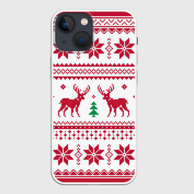 Чехол для iPhone 13 mini с принтом Зимняя ночь в Петрозаводске,  |  | арт | вязаный рисунок | вязь | дерево | ёлка | ёлки | ель | новый год | олени | олень | рисунок | рождество | снег | снежинка | снежинки
