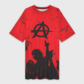 Платье-футболка 3D с принтом АНАРХИЯ  СВОБОДА (Z) в Петрозаводске,  |  | anarchy | riot | rock | анархия | бунт | знаки | музыка | панки | рок | свобода | символ | символика