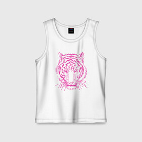 Детская майка хлопок с принтом Pink Tiger в Петрозаводске,  |  | 2022 | animal | cat | lion | tiger | год тигра | животные | зверь | зубы | кот | кошка | лев | охотник | полосатый | природа | тигр | тигренок | тигрица | хищник