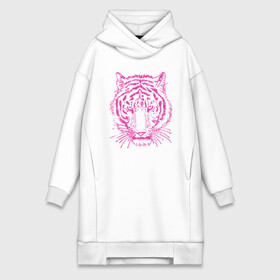 Платье-худи хлопок с принтом Pink Tiger в Петрозаводске,  |  | 2022 | animal | cat | lion | tiger | год тигра | животные | зверь | зубы | кот | кошка | лев | охотник | полосатый | природа | тигр | тигренок | тигрица | хищник