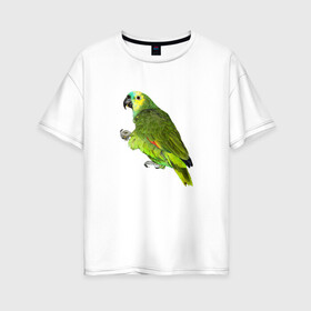 Женская футболка хлопок Oversize с принтом Попугайчик в Петрозаводске, 100% хлопок | свободный крой, круглый ворот, спущенный рукав, длина до линии бедер
 | bird | parrot | wings | крылья | попугай | птица