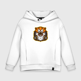 Детское худи Oversize хлопок с принтом Tiger Music в Петрозаводске, френч-терри — 70% хлопок, 30% полиэстер. Мягкий теплый начес внутри —100% хлопок | боковые карманы, эластичные манжеты и нижняя кромка, капюшон на магнитной кнопке | Тематика изображения на принте: 2022 | animal | cat | lion | music | tiger | год тигра | животные | зверь | зубы | кот | кошка | лев | музыка | наушники | охотник | полосатый | природа | тигр | тигренок | тигрица | хищник