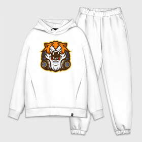 Мужской костюм хлопок OVERSIZE с принтом Tiger Music в Петрозаводске,  |  | 2022 | animal | cat | lion | music | tiger | год тигра | животные | зверь | зубы | кот | кошка | лев | музыка | наушники | охотник | полосатый | природа | тигр | тигренок | тигрица | хищник