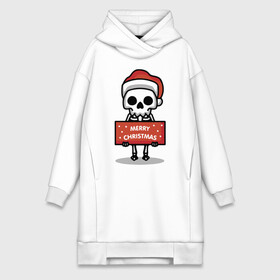 Платье-худи хлопок с принтом Merry Christmas joke в Петрозаводске,  |  | holiday | joke | merry christmas | new year | poster | skeleton | skull | новый год | постер | праздник | рождество | скелет | череп | шутка