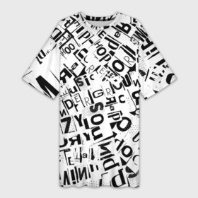 Платье-футболка 3D с принтом UNDER WHITE в Петрозаводске,  |  | text | белый | буквы | пестрое | текст