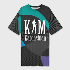 Платье-футболка 3D с принтом Ким Кардашьян в Петрозаводске,  |  | clothing style | emblem | fashion brand | graphic design | kim kardashian | lines | графический дизайн | ким кардашьян | линии | модный брэнд | стиль одежды | эмблема