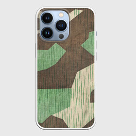 Чехол для iPhone 13 Pro с принтом Splittertarnmuster в Петрозаводске,  |  | Тематика изображения на принте: army | beige | brown | camouflage | green | khaki | military | rhombuses | spots | армейский | бежевый | зелёный | камуфляж | коричневый | милитари | пятна | ромбы | хаки