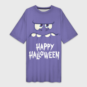 Платье-футболка 3D с принтом HAPPY HALLOWEEN в Петрозаводске,  |  | halloween | holiday | pumpkin | samayn | vampire | zombie | вампир | ведьма | вечеринка | день всех святых | зомби | карнавал | маскарад | мертвец | оборотень | привидение | самайн | светильник джека | страшный джек | труп