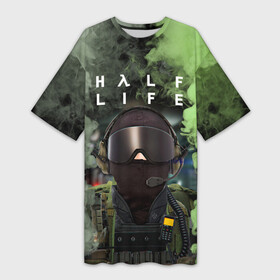 Платье-футболка 3D с принтом Opposing Force  Half Life (+спина) в Петрозаводске,  |  | aperture laboratories | black mesa | half life | logo | opposing force | valve | блэк меса | вэлв | лого | логотип | халф лайф