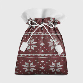 Подарочный 3D мешок с принтом Вязаный рисунок в Петрозаводске, 100% полиэстер | Размер: 29*39 см | Тематика изображения на принте: арт | вязаный рисунок | вязь | новый год | рисунок | рождество | ромб | ромбик | ромбы | снег | снежинка | снежинки