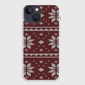 Чехол для iPhone 13 mini с принтом Вязаный рисунок в Петрозаводске,  |  | арт | вязаный рисунок | вязь | новый год | рисунок | рождество | ромб | ромбик | ромбы | снег | снежинка | снежинки