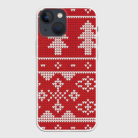 Чехол для iPhone 13 mini с принтом Вязаный рисунок в Петрозаводске,  |  | арт | вязаный рисунок | вязь | дерево | деревья | ёлка | ёлки | ель | новый год | рисунок | рождество | снег | снежинка | снежинки