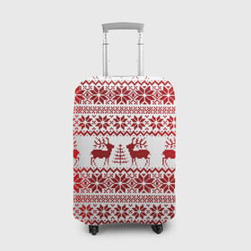 Чехол для чемодана 3D с принтом Зимний лес в Петрозаводске, 86% полиэфир, 14% спандекс | двустороннее нанесение принта, прорези для ручек и колес | арт | вязаный рисунок | вязь | ёлка | ёлки | ель | новый год | ночь | олени | олень | рисунок | рога | рождество | снег | снеговик | снеговики | снежинка | снежинки