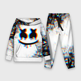 Детский костюм 3D (с толстовкой) с принтом MARSHMELLOW GLITCH в Петрозаводске,  |  | dj | marshmello | marshmellow | usa | америка | клуб | клубная музыка | мармело | маршмелло | маршмеллоу | музыка | музыкант