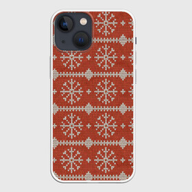 Чехол для iPhone 13 mini с принтом Вязаный рисунок в Петрозаводске,  |  | арт | вязаный рисунок | вязь | новый год | рисунок | рождество | снег | снежинка | снежинки